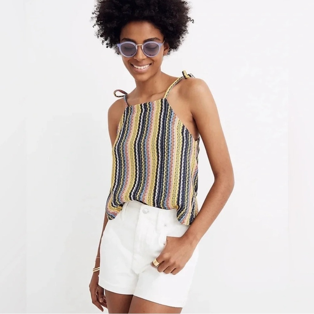 Madewell Texture & Thread Yellow and Blue Striped Tank Top